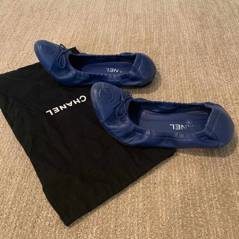 Chanel blue leather ballerina flats size 38 - Picture 4 of 12